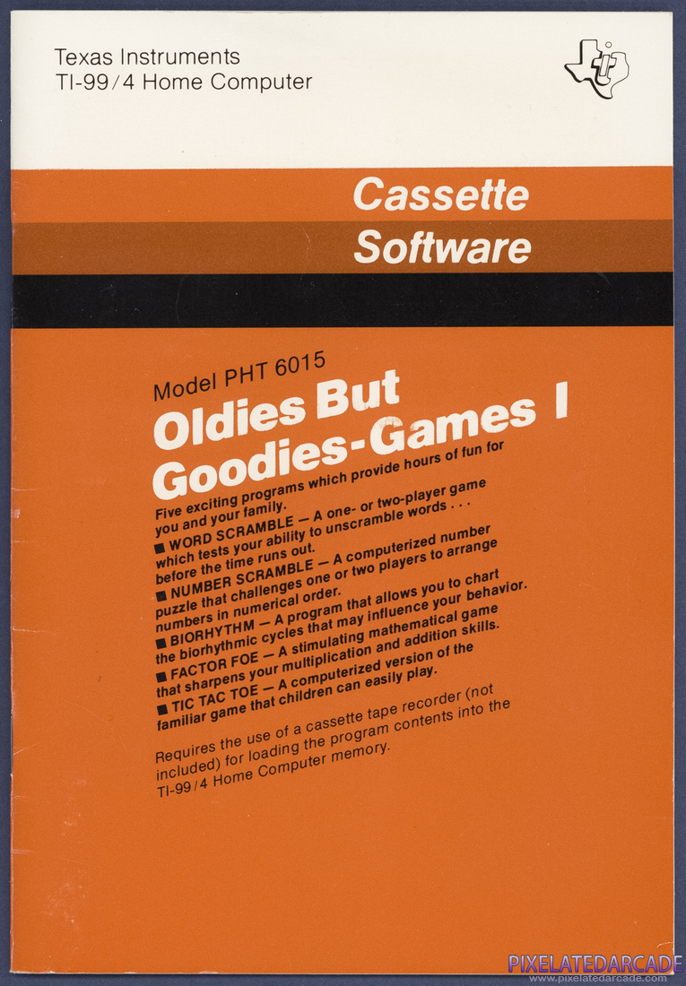 Oldies But Goodies - Games I: Instruction Manual - Front Cover