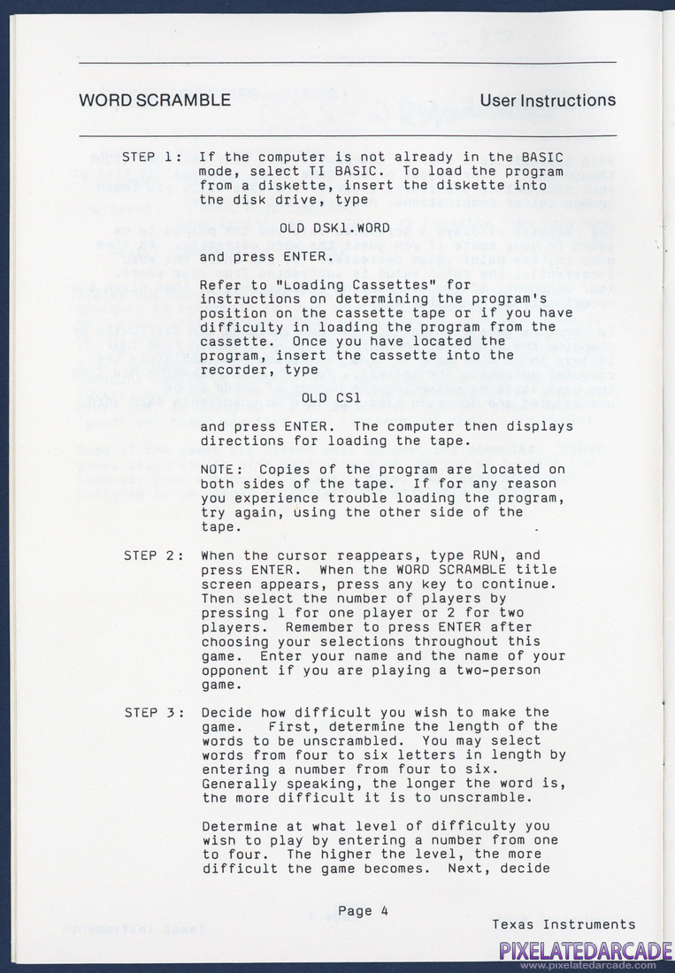 Oldies But Goodies - Games I: Instruction Manual - Page 4