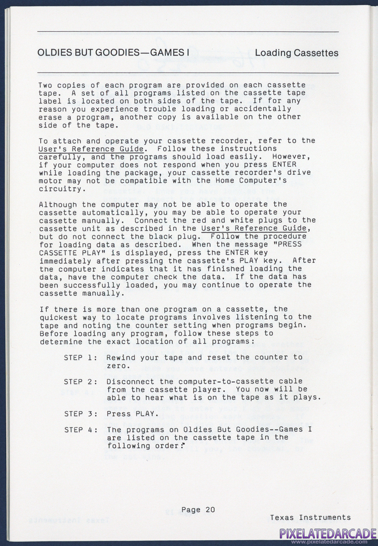 Oldies But Goodies - Games I: Instruction Manual - Page 20