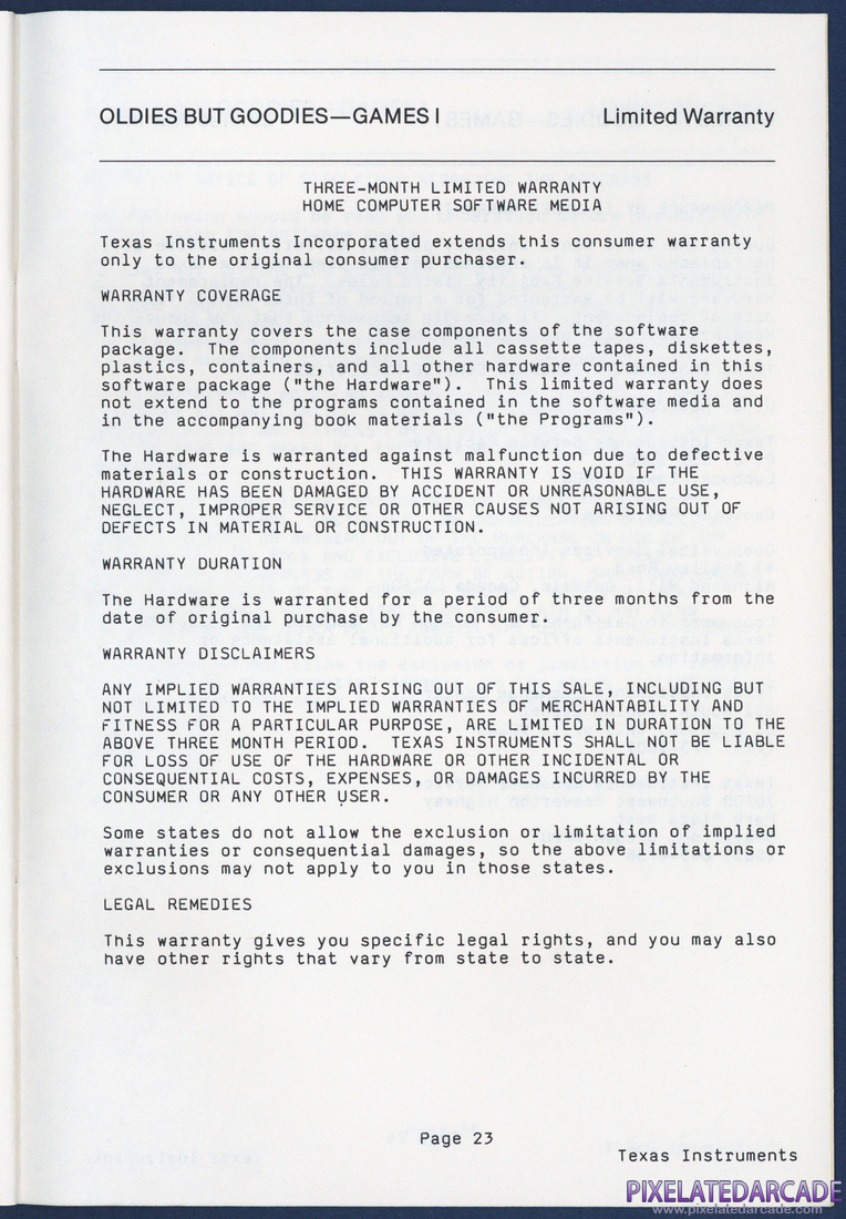 Oldies But Goodies - Games I: Instruction Manual - Page 23