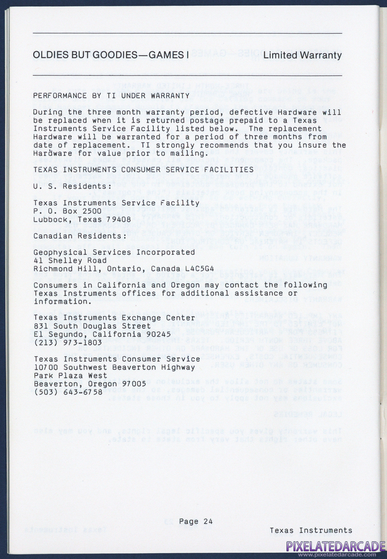 Oldies But Goodies - Games I: Instruction Manual - Page 24
