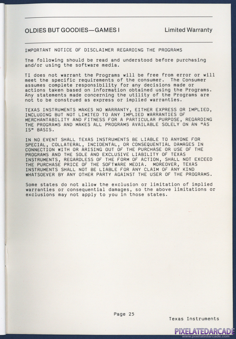 Oldies But Goodies - Games I: Instruction Manual - Page 25