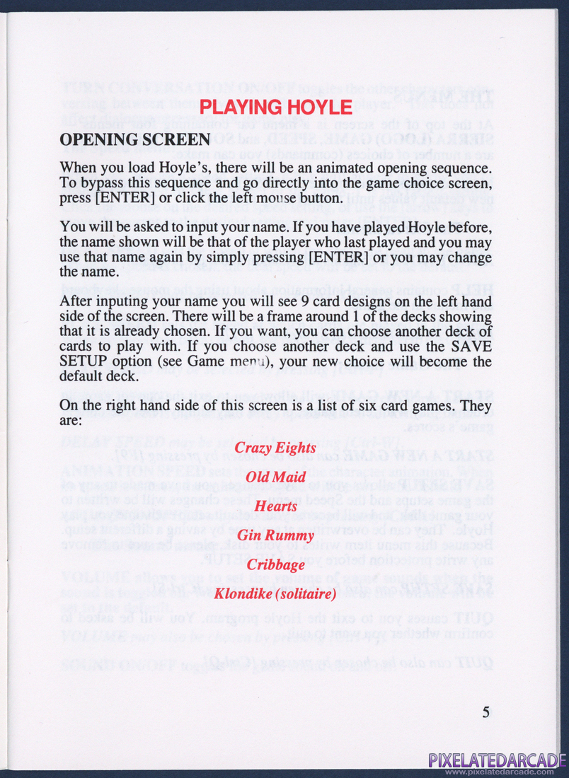 Hoyle: Official Book of Games - Volume 1: Instruction Manual - Page 8