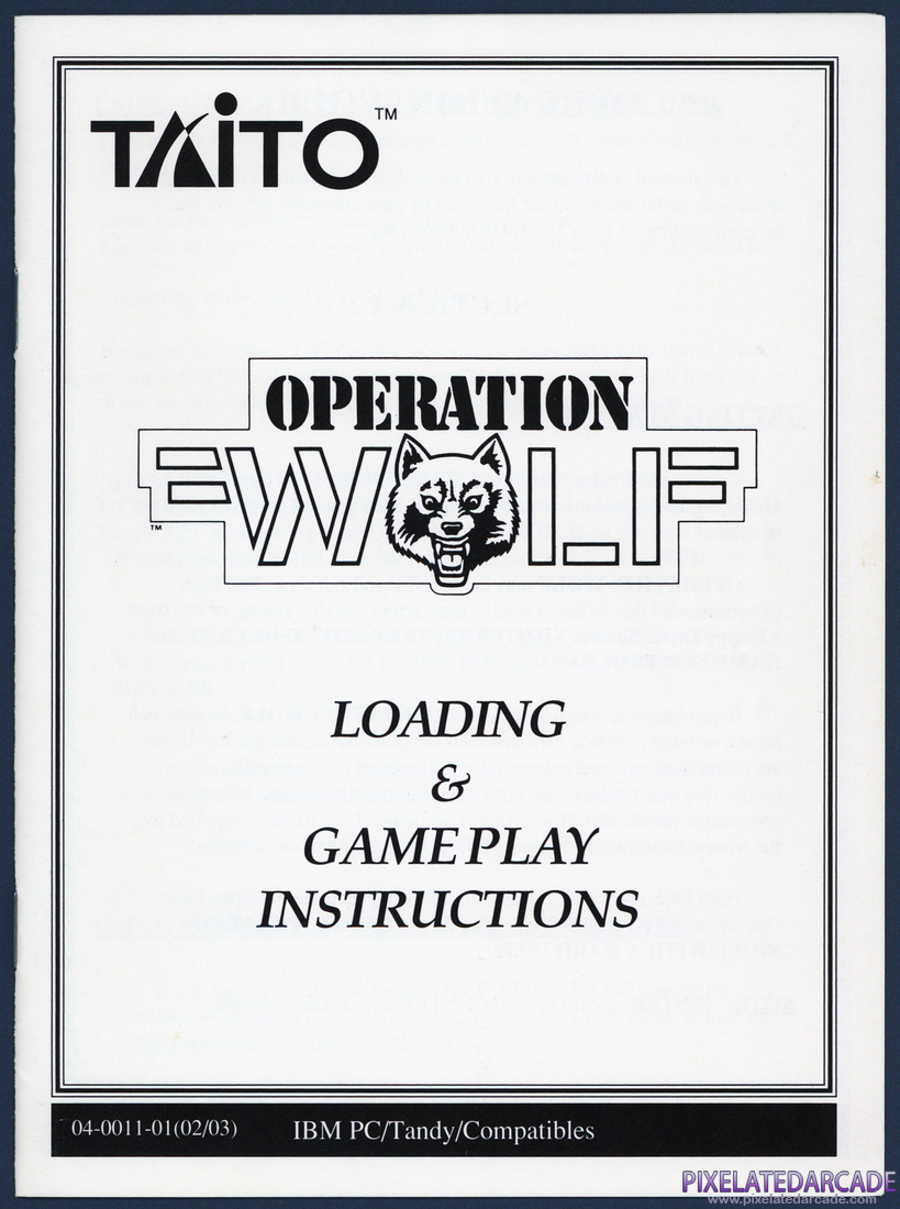 Operation Wolf: Instruction Manual - Page 1