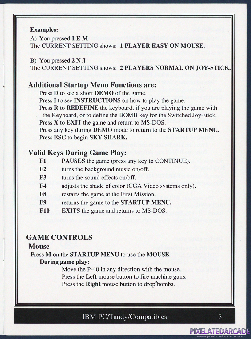 Sky Shark: Game Play Instructions - Page 3