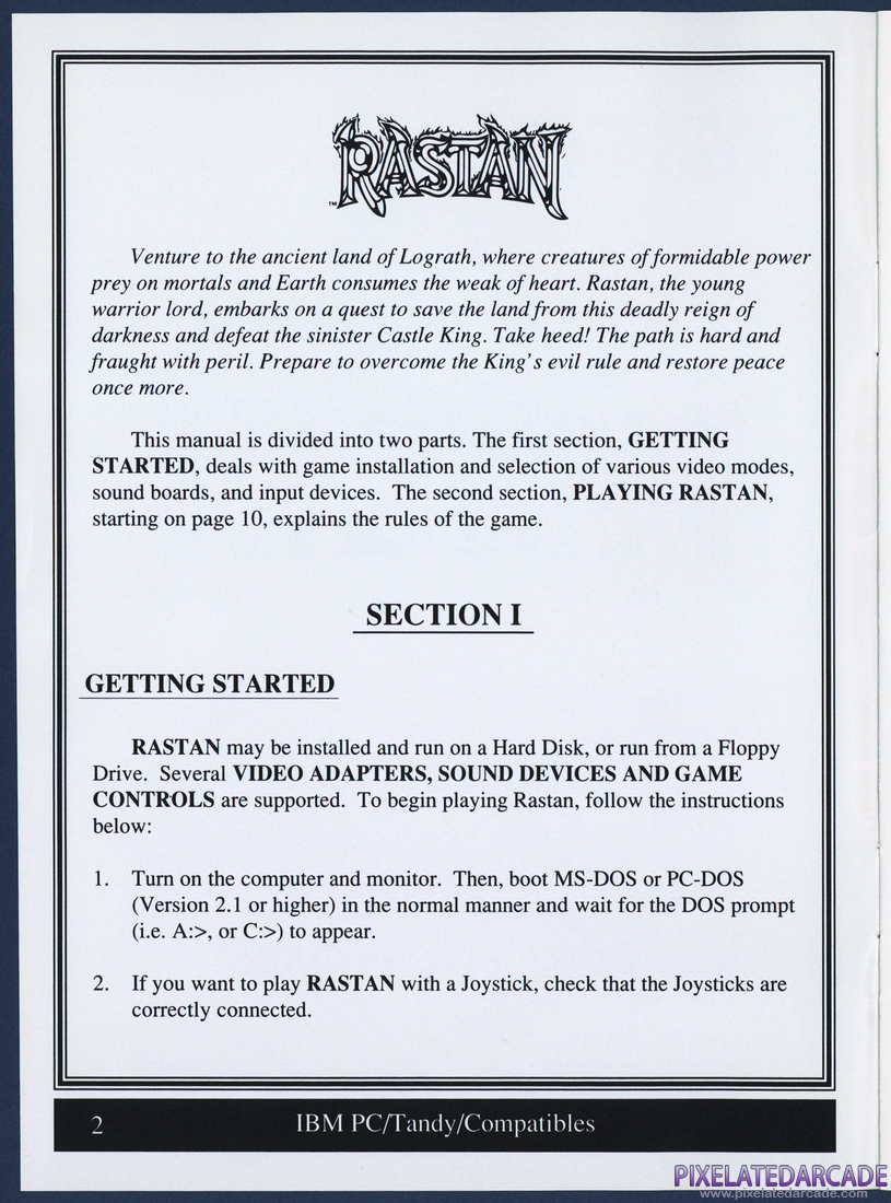 Rastan: Instruction Manual - Page 2