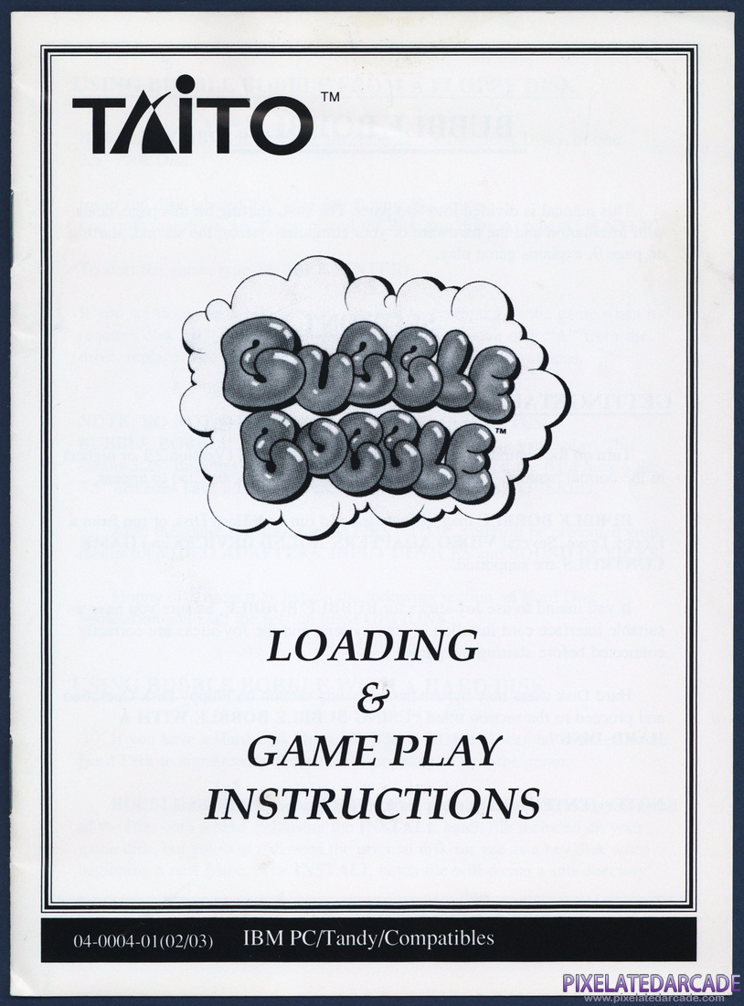 Bubble Bobble: Instruction Manual - Page 1