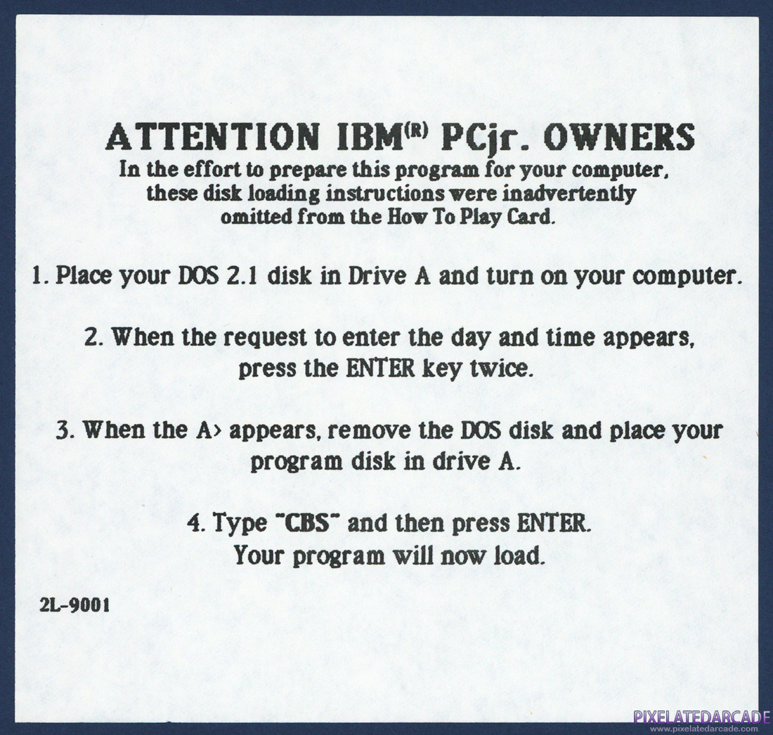 Big Bird's Special Delivery: Instruction Manual - Addendum