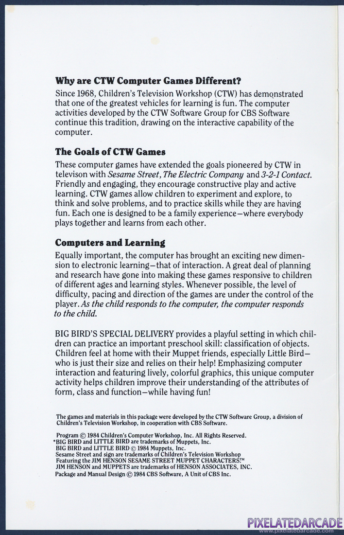 Big Bird's Special Delivery: Instruction Manual - Page 2