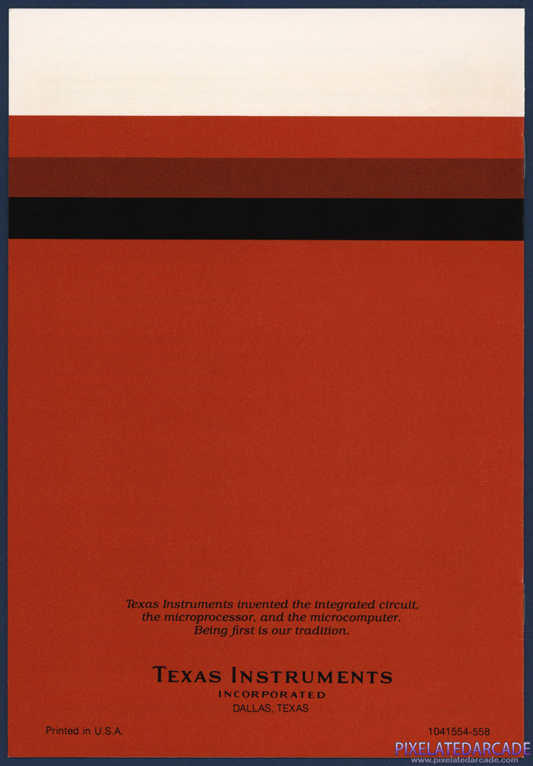 TI Invaders: Instruction Manual - Back Cover