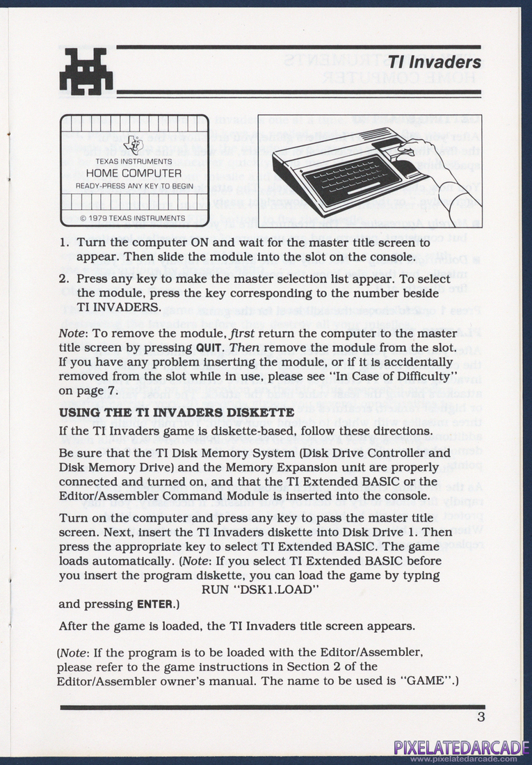 TI Invaders: Instruction Manual - Page 3