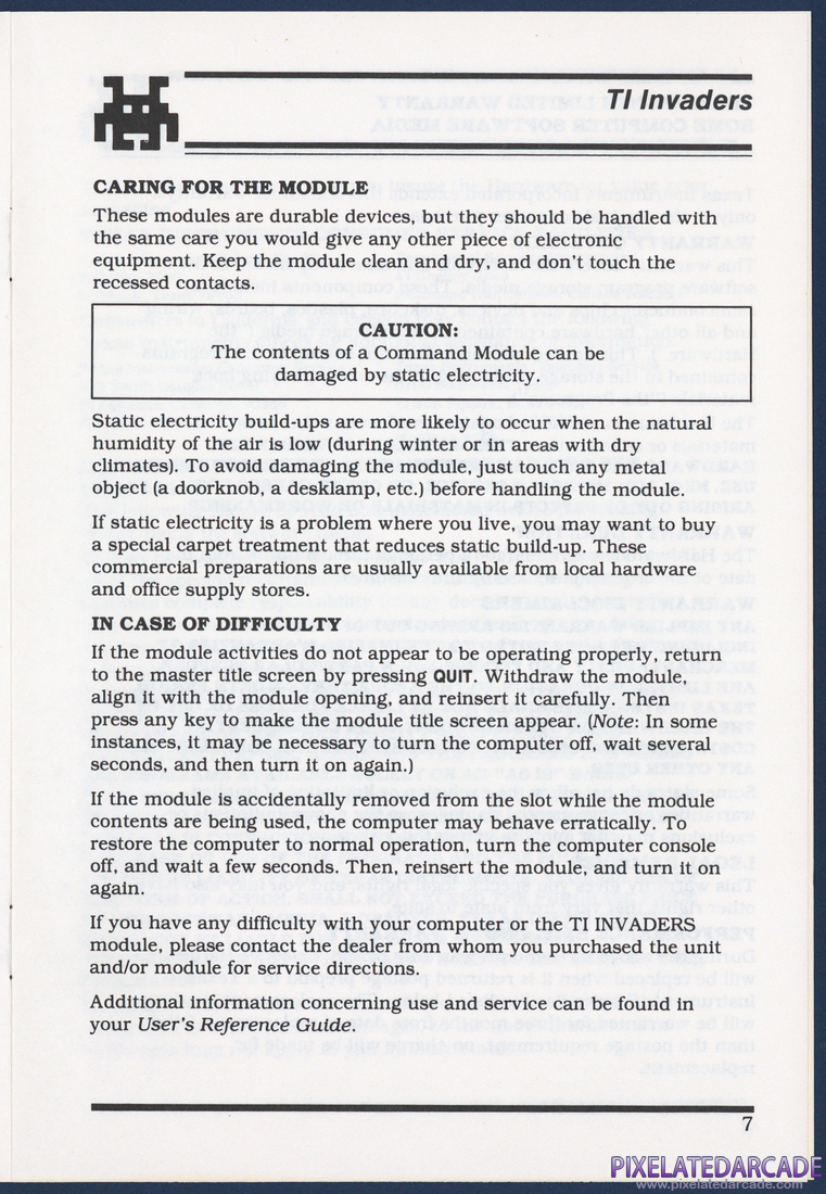 TI Invaders: Instruction Manual - Page 7