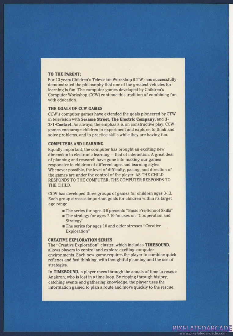 Timebound: Instruction Manual - Front Inside Cover