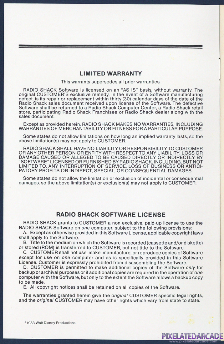 Mickey's Alpine Adventure: Instruction Manual - Front Inside Cover