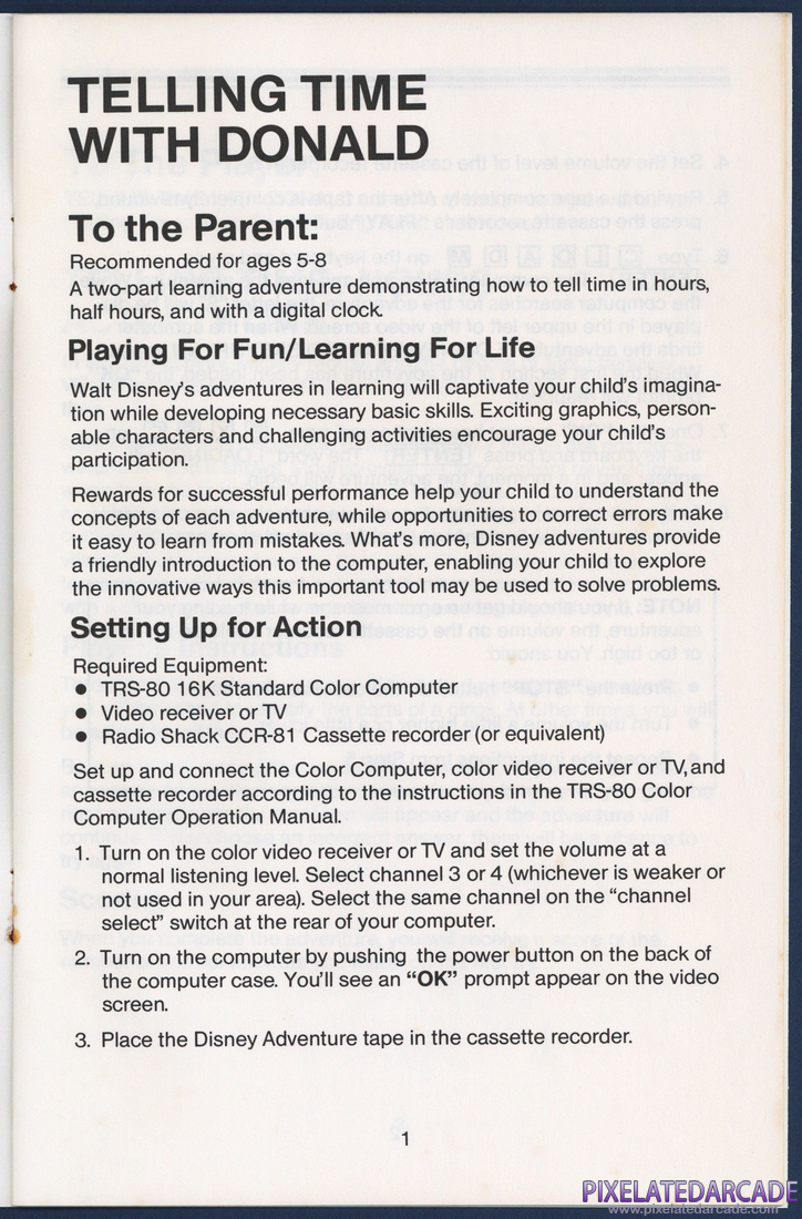 Telling Time With Donald: Instruction Manual - Page 1