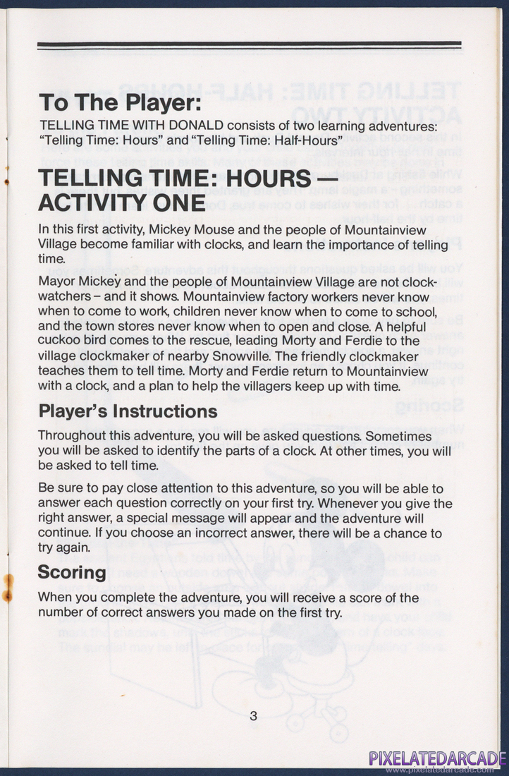 Telling Time With Donald: Instruction Manual - Page 3