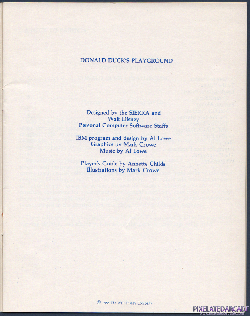 Donald Duck's Playground: Donald Duck's Playground Instruction Manual - Page 2