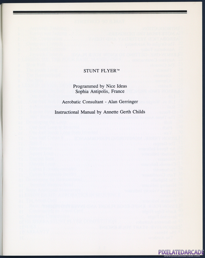 Stunt Flyer: Instruction Manual - Credits Page