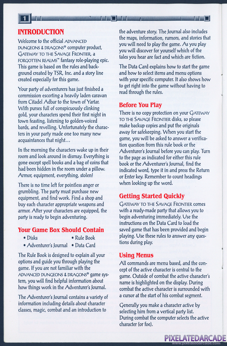 Gateway to the Savage Frontier: Rule Book - Page 1