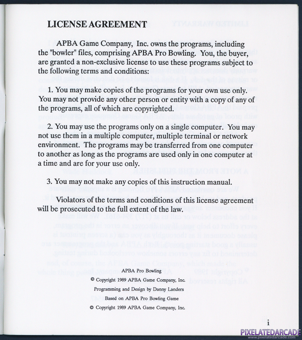 APBA Pro Bowling: Instruction Manual - Page 2