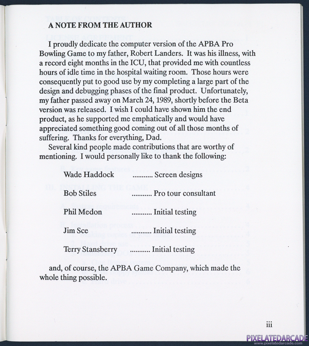 APBA Pro Bowling: Instruction Manual - Page 4