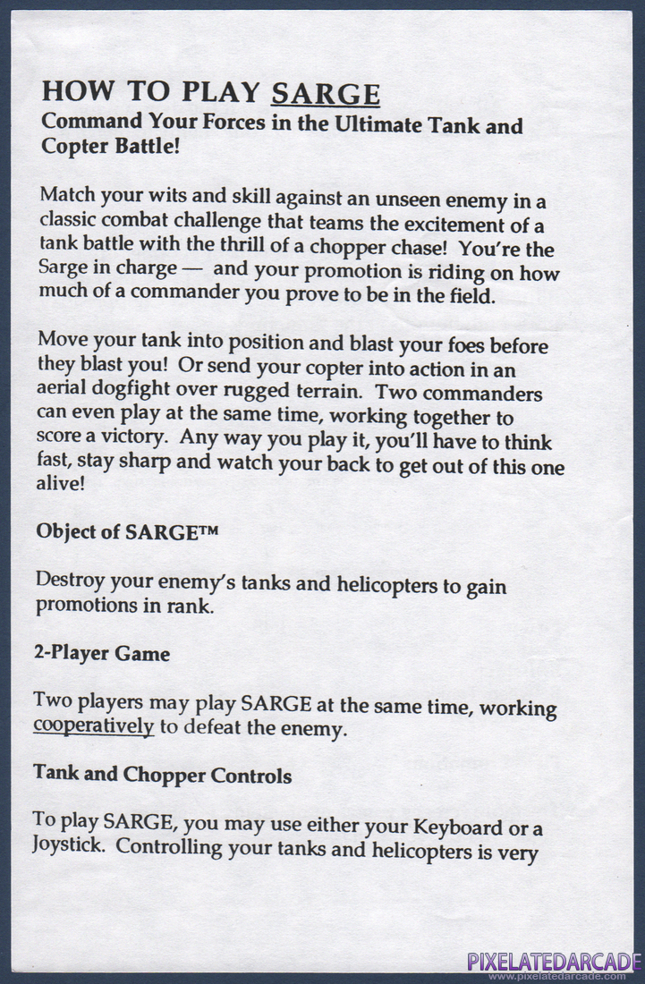 Sarge: Instruction Manual - Front