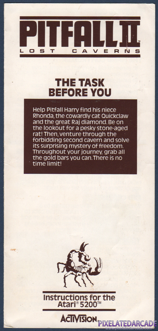 Pitfall II: Lost Caverns: Instruction Manual - Page 1
