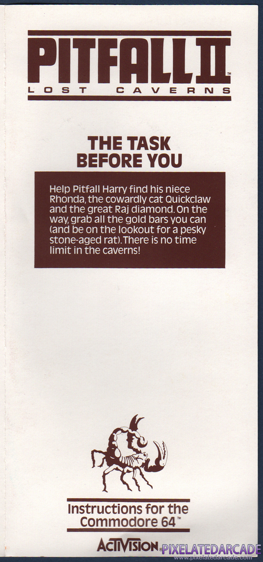 Pitfall II: Lost Caverns: Instruction Manual - Page 1
