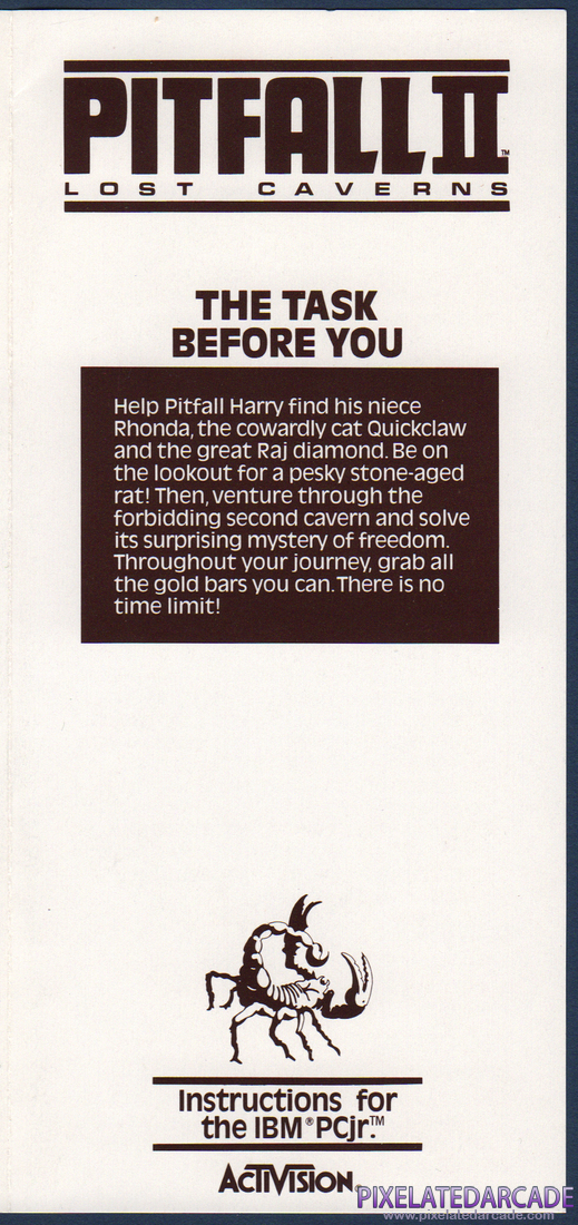 Pitfall II: Lost Caverns: Instruction Manual - Page 1
