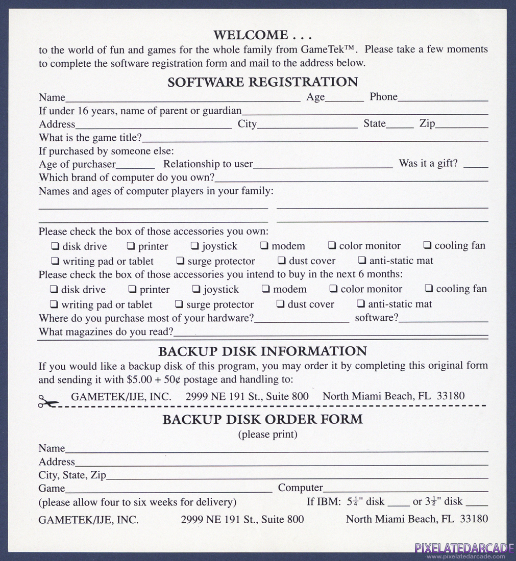 Double Dare: Instructions - Registration Card