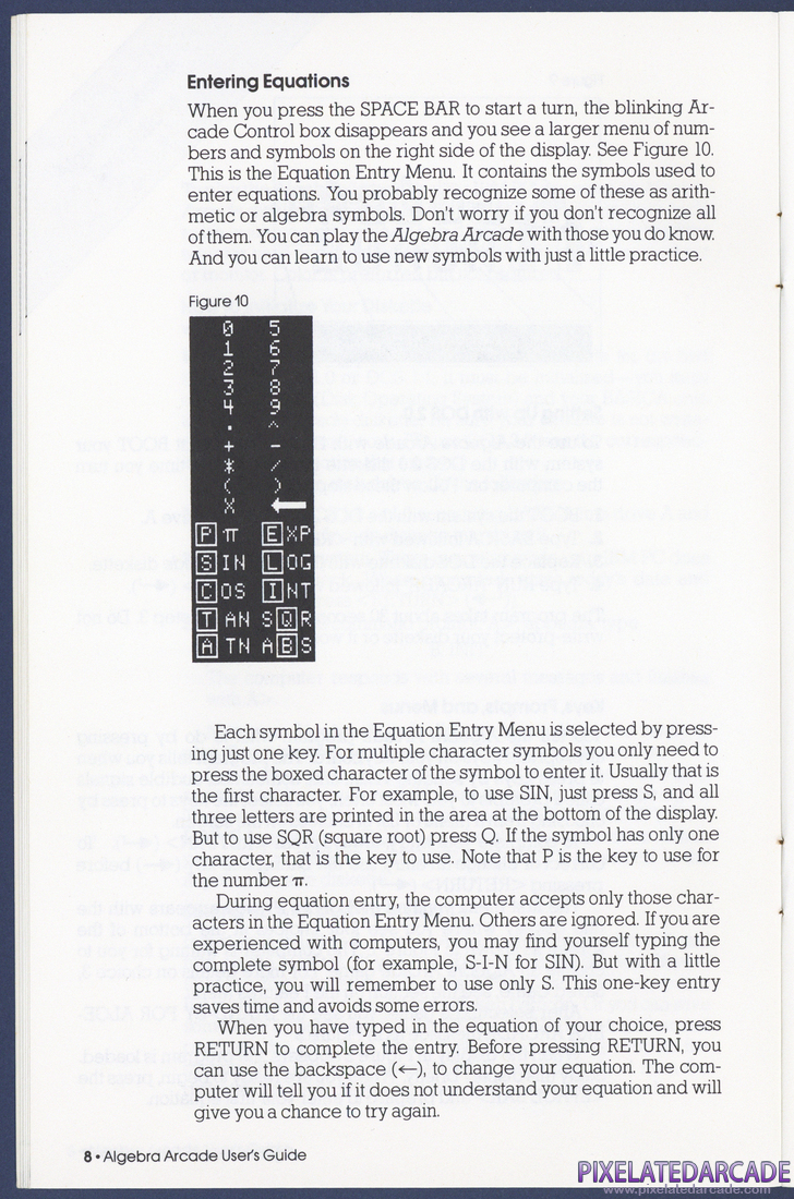 Algebra Arcade: Instruction Manual - Page 8