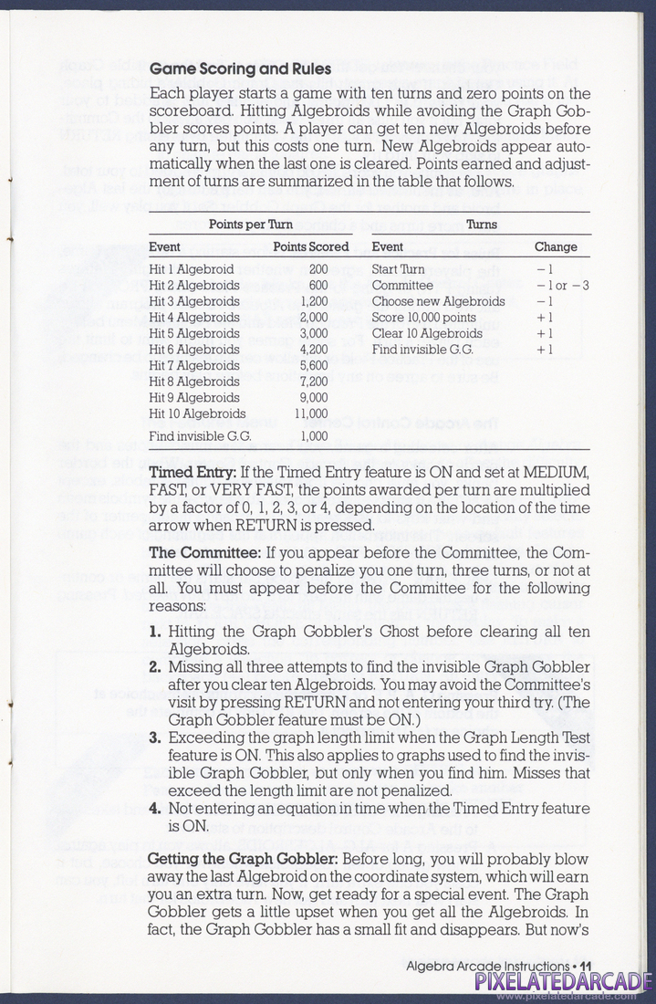 Algebra Arcade: Instruction Manual - Page 11