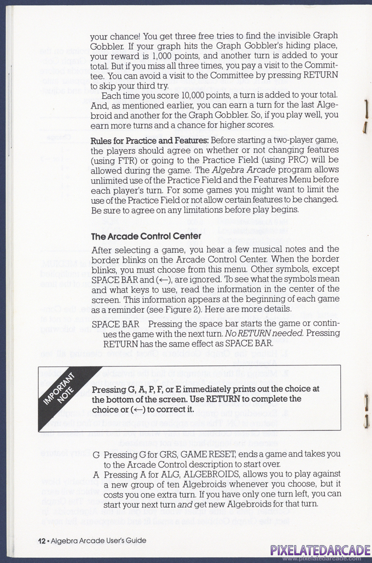 Algebra Arcade: Instruction Manual - Page 12