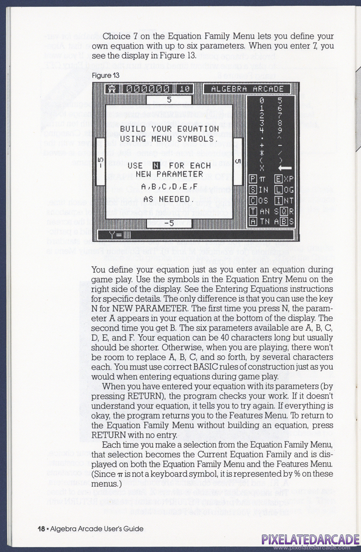 Algebra Arcade: Instruction Manual - Page 18