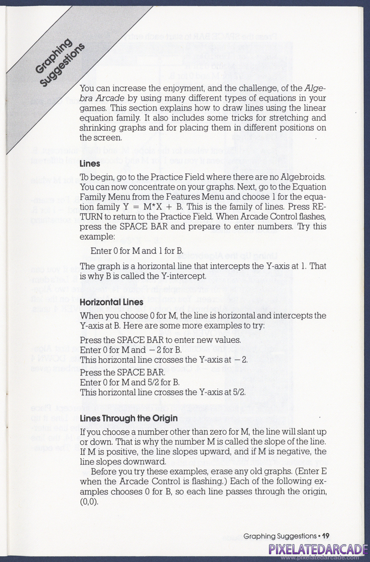Algebra Arcade: Instruction Manual - Page 19