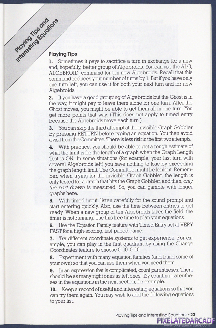 Algebra Arcade: Instruction Manual - Page 23
