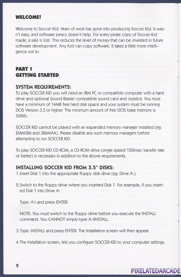 Soccer Kid: Instruction Manual - Page 2