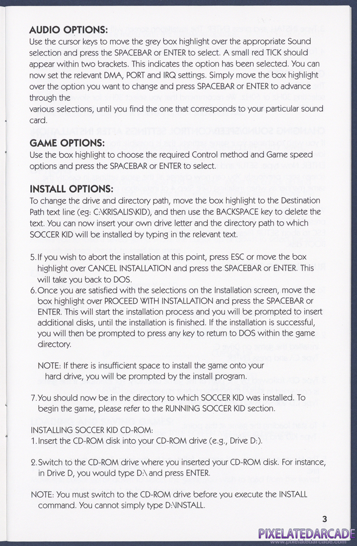 Soccer Kid: Instruction Manual - Page 3