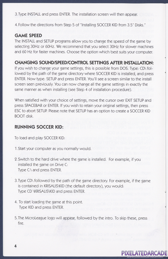 Soccer Kid: Instruction Manual - Page 4