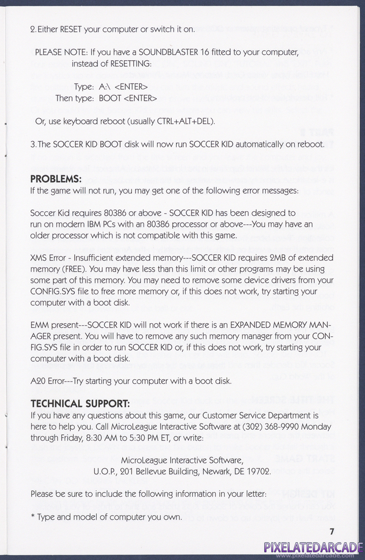 Soccer Kid: Instruction Manual - Page 7