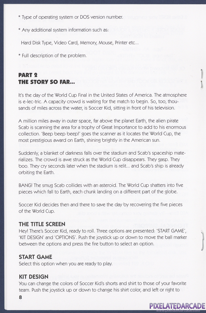 Soccer Kid: Instruction Manual - Page 8
