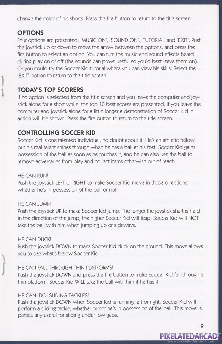 Soccer Kid: Instruction Manual - Page 9