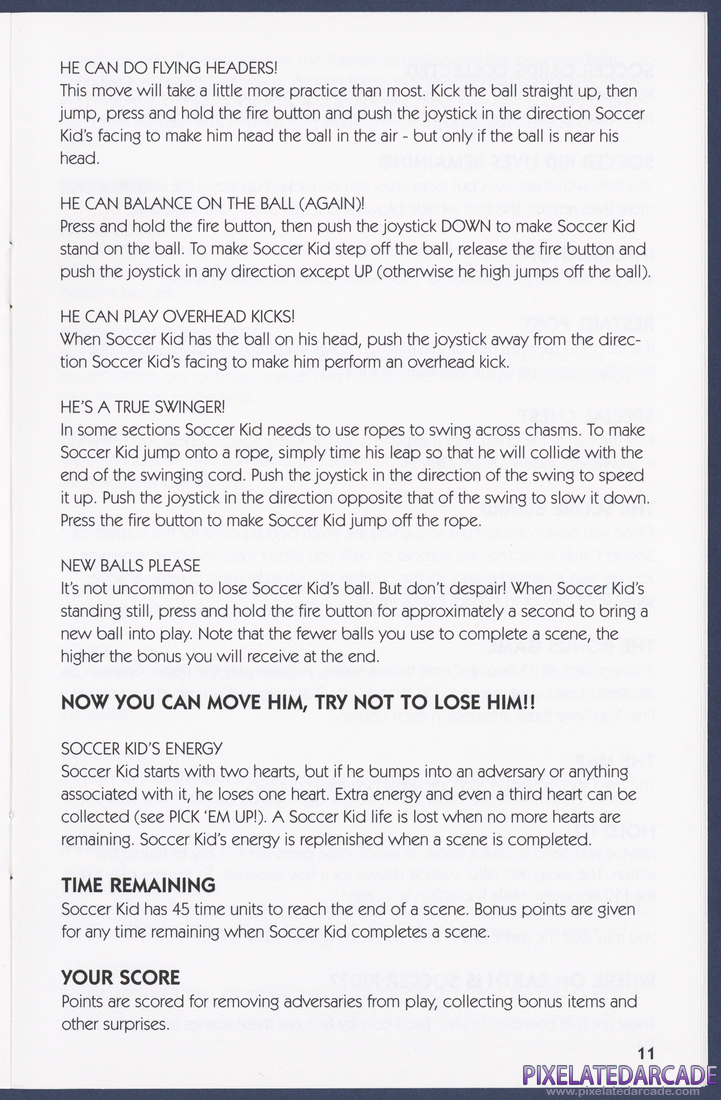 Soccer Kid: Instruction Manual - Page 11