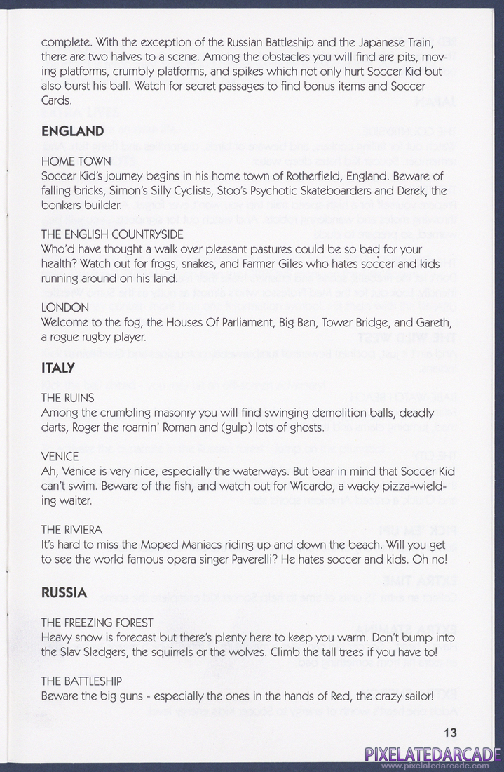 Soccer Kid: Instruction Manual - Page 13