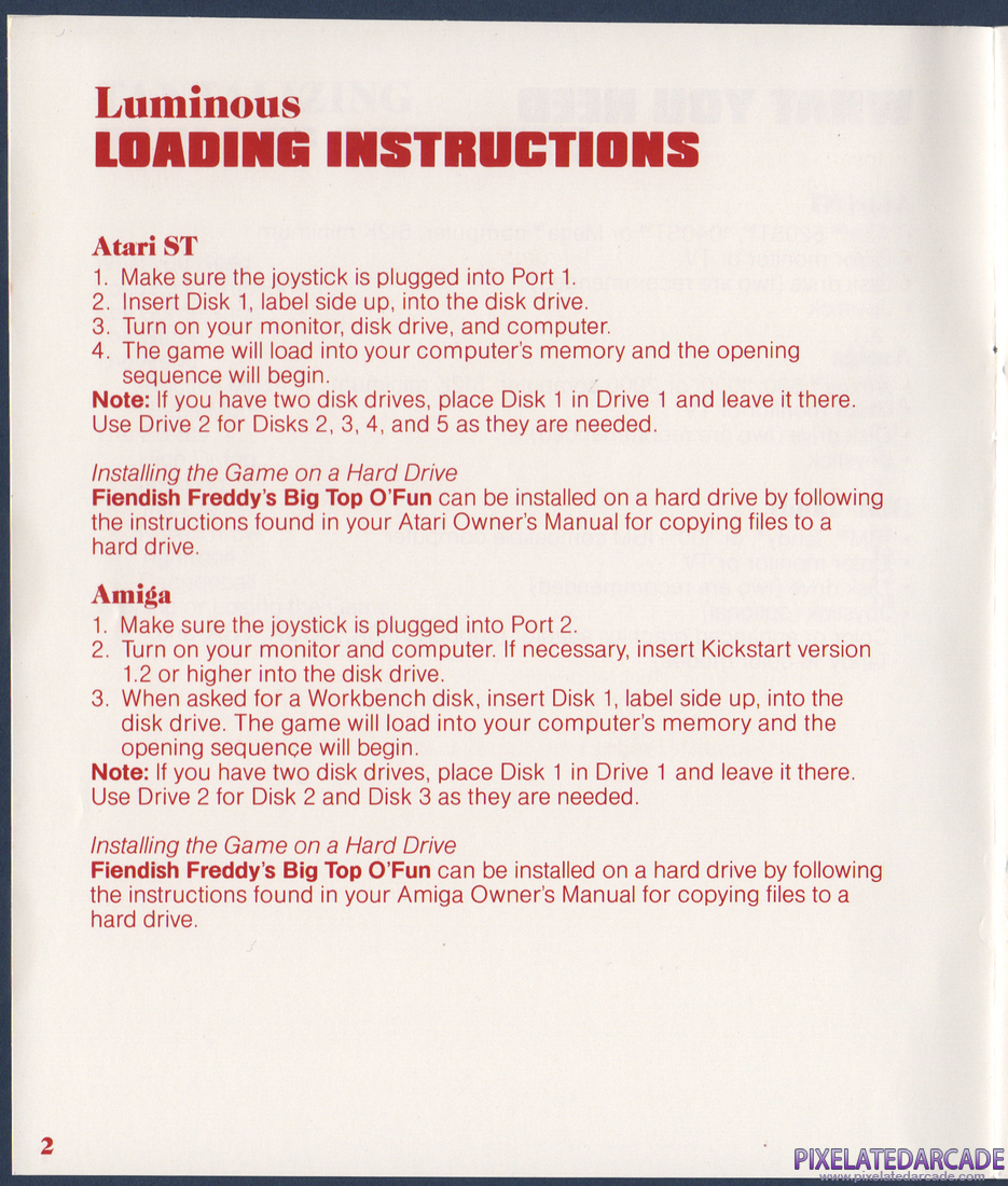 Fiendish Freddy's Big Top O' Fun: Fiendish Freddy's Big Top O' Fun Instruction Manual - Page 4