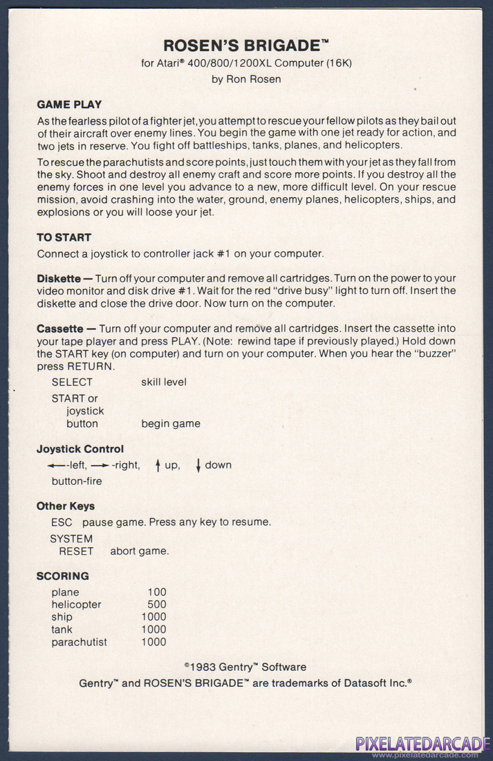 Rosen's Brigade: Instruction Manual - Page 1