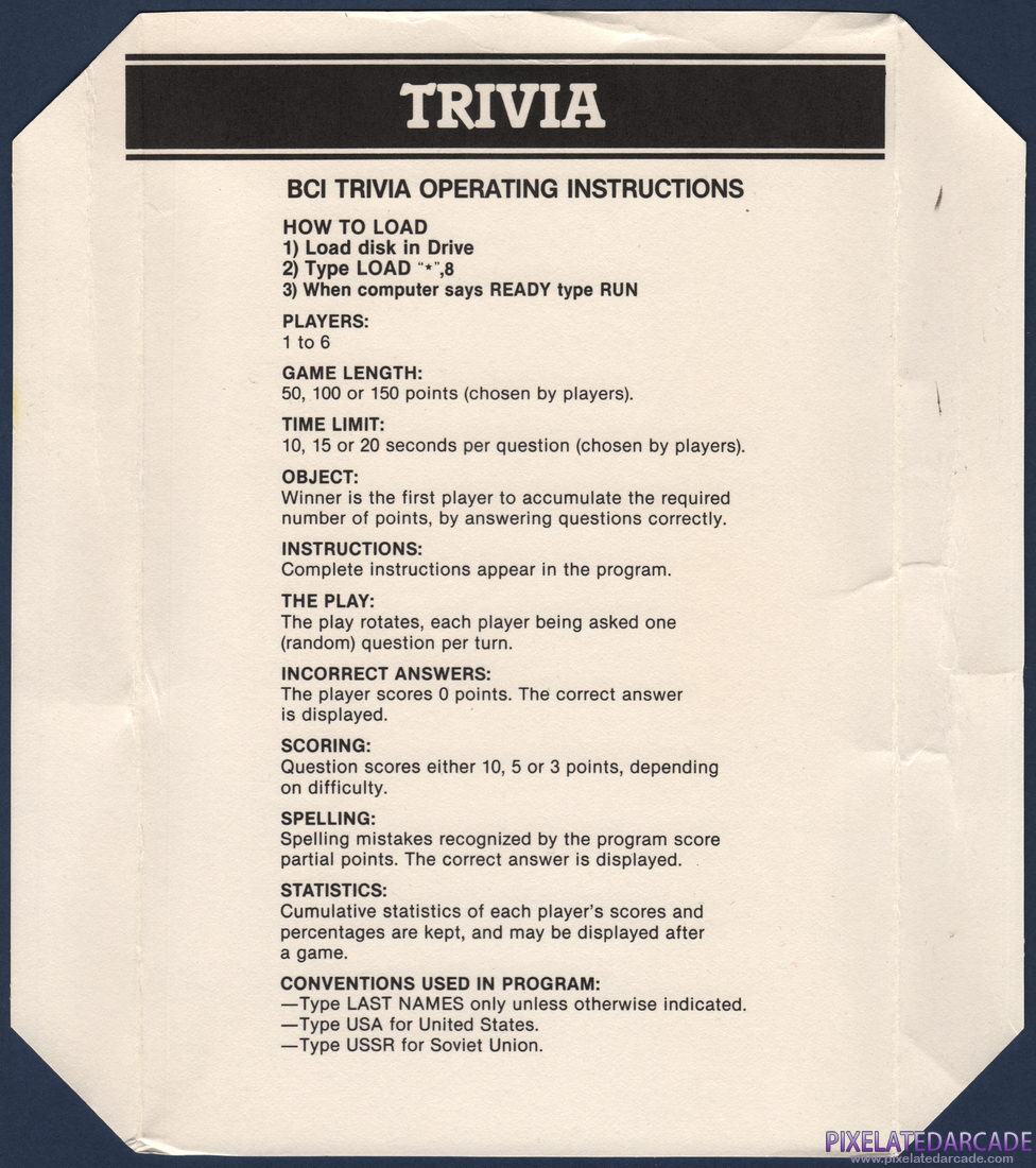 Entertainment Trivia: Instruction Manual - Instructions