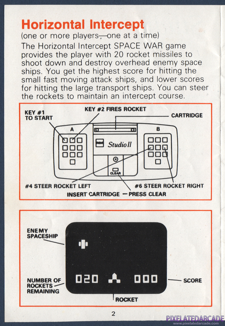 TV Arcade I: Space War: Instruction Manual - Page 2