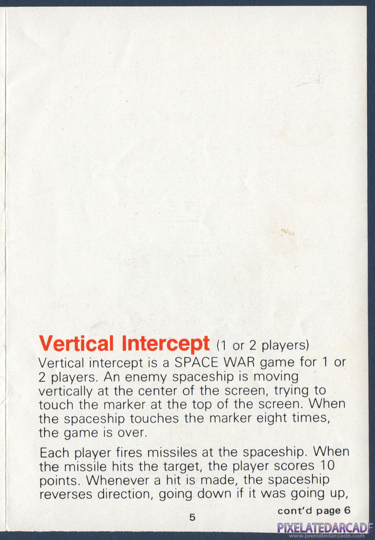 TV Arcade I: Space War: Instruction Manual - Page 5