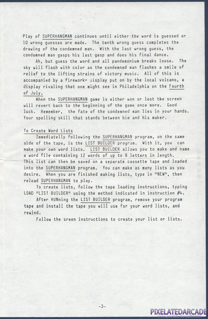 Super Hangman: Instruction Manual - Page 3